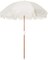 Summer Beach Umbrella with White Fringe, UPF 50+, 1" Tilting Wood Pole, 5’ x 6.5’, Antique White